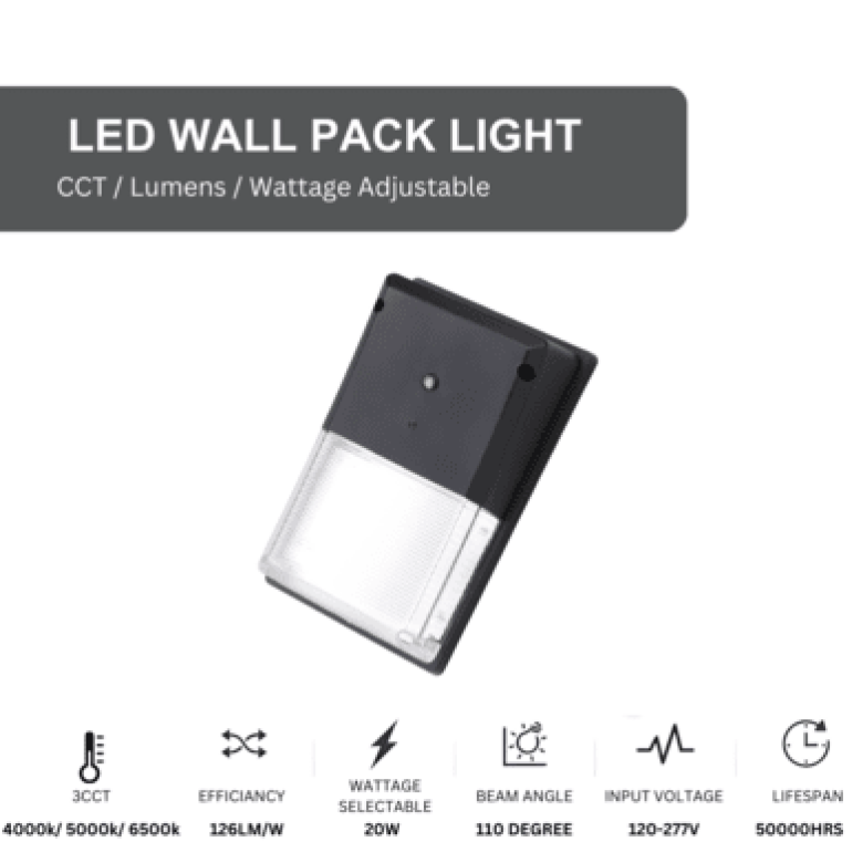 10W/15W/20W LED WALL PACK WITH PHOTOCELL (WATTAGE CHANGEABLE)